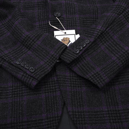 Don Gil Woll-Kaschmir Sakko Gr. 46 Brust ca. 50cm - Lila Windowpane-Muster