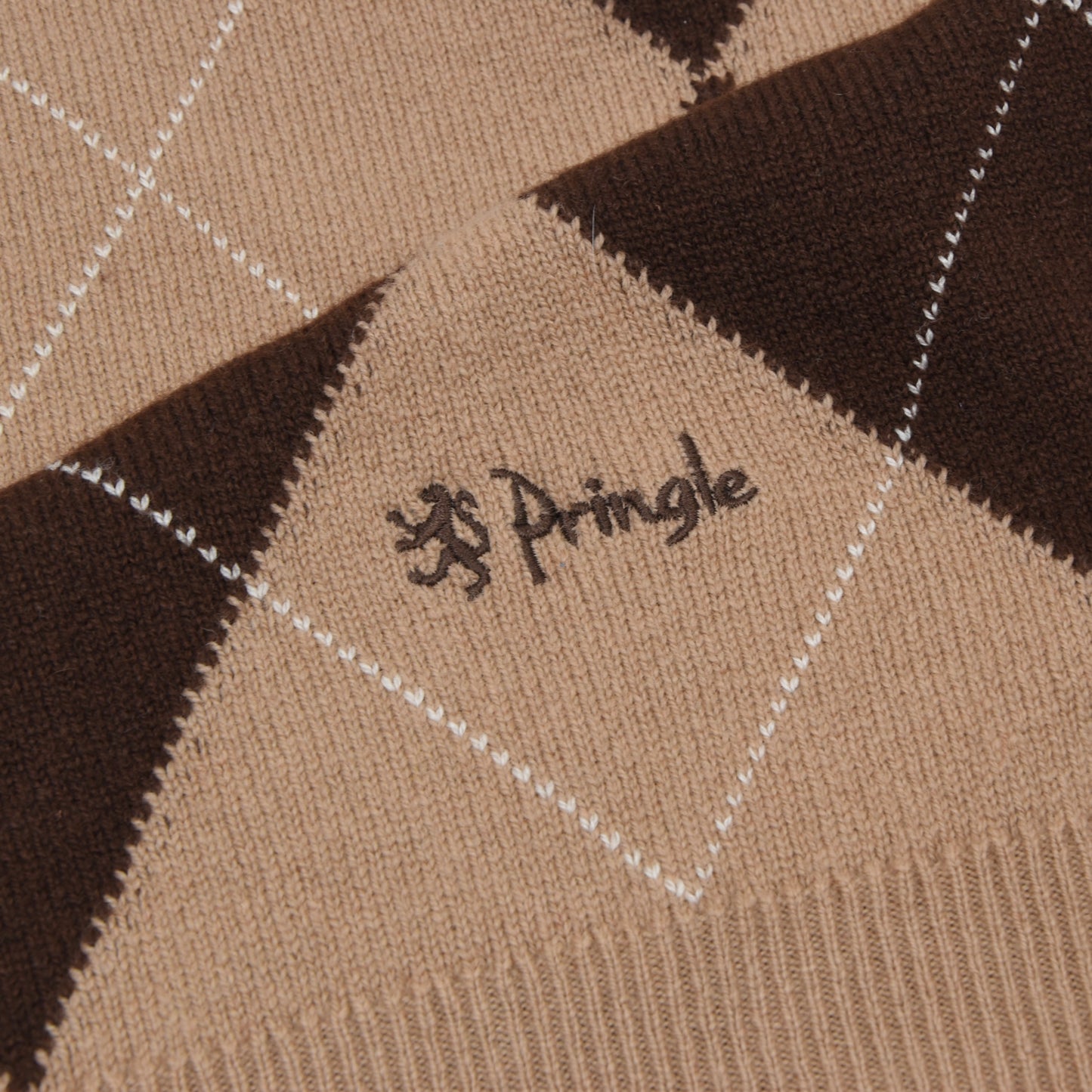 Pringle of Scotland Wool Argyle Sweater Size S - Tan