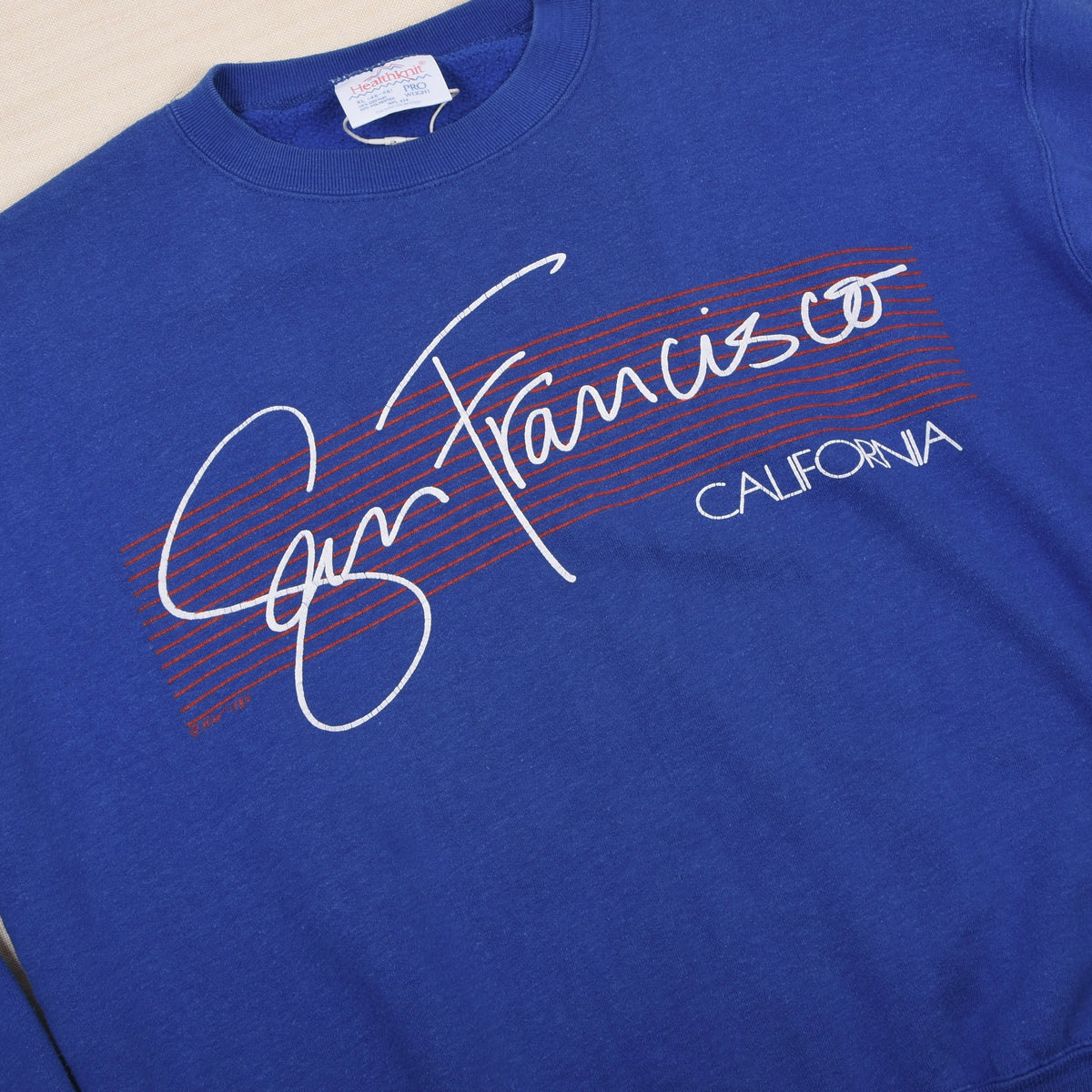 Vintage 1980-90er San Francisco x Healthknit Sweatshirt Gr. XL Made in the USA - Blau