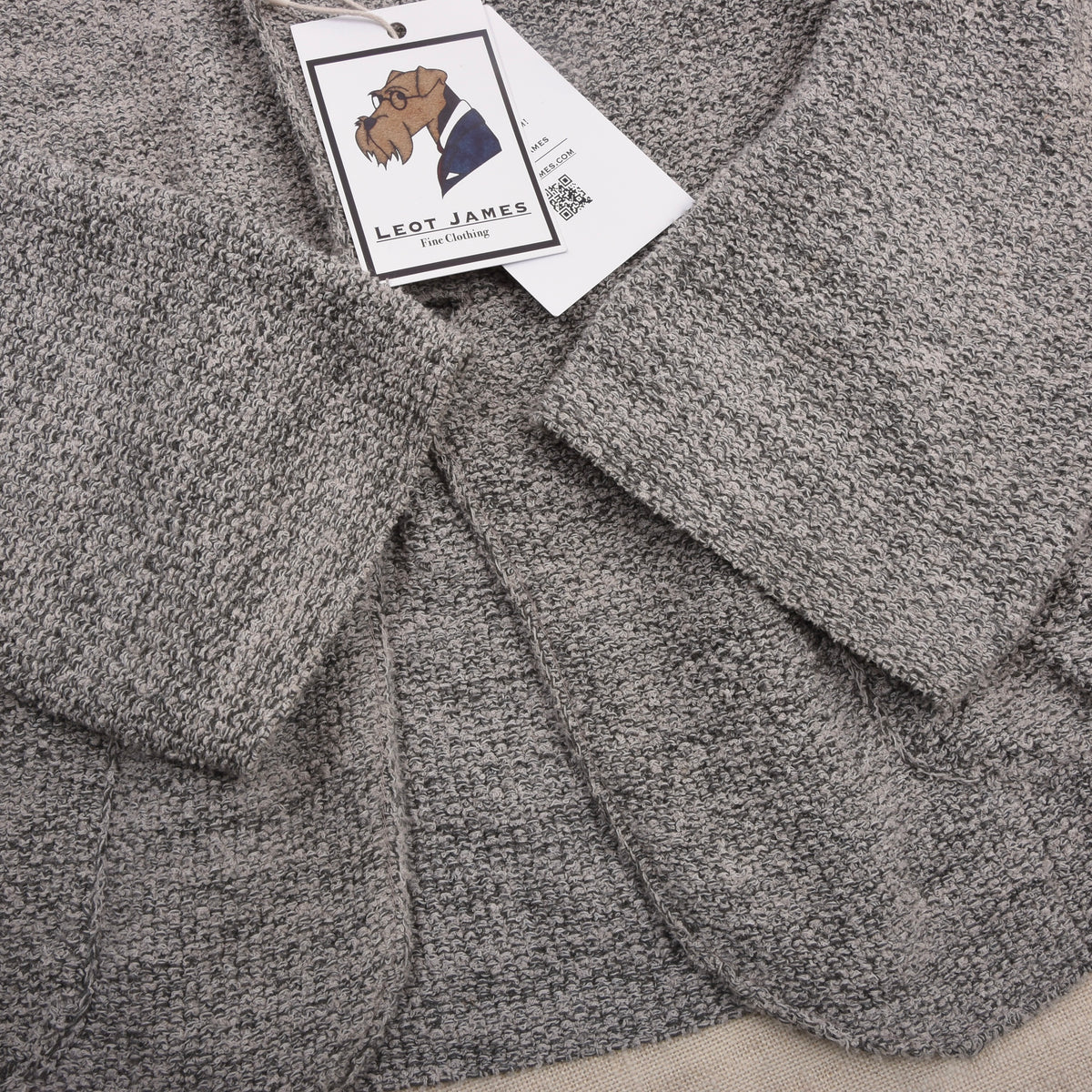Phil Petter Baumwolle-Leinen Stricksakko Gr. L Made in Austria - Grau Melange