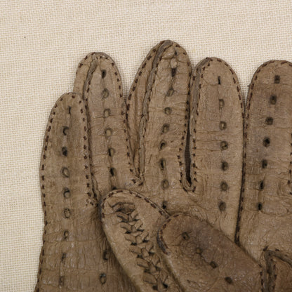 Ungefütterte Peccary-Leder Autofahrerhandschuhe im Vintage-Stil – Beige/Hellbraun