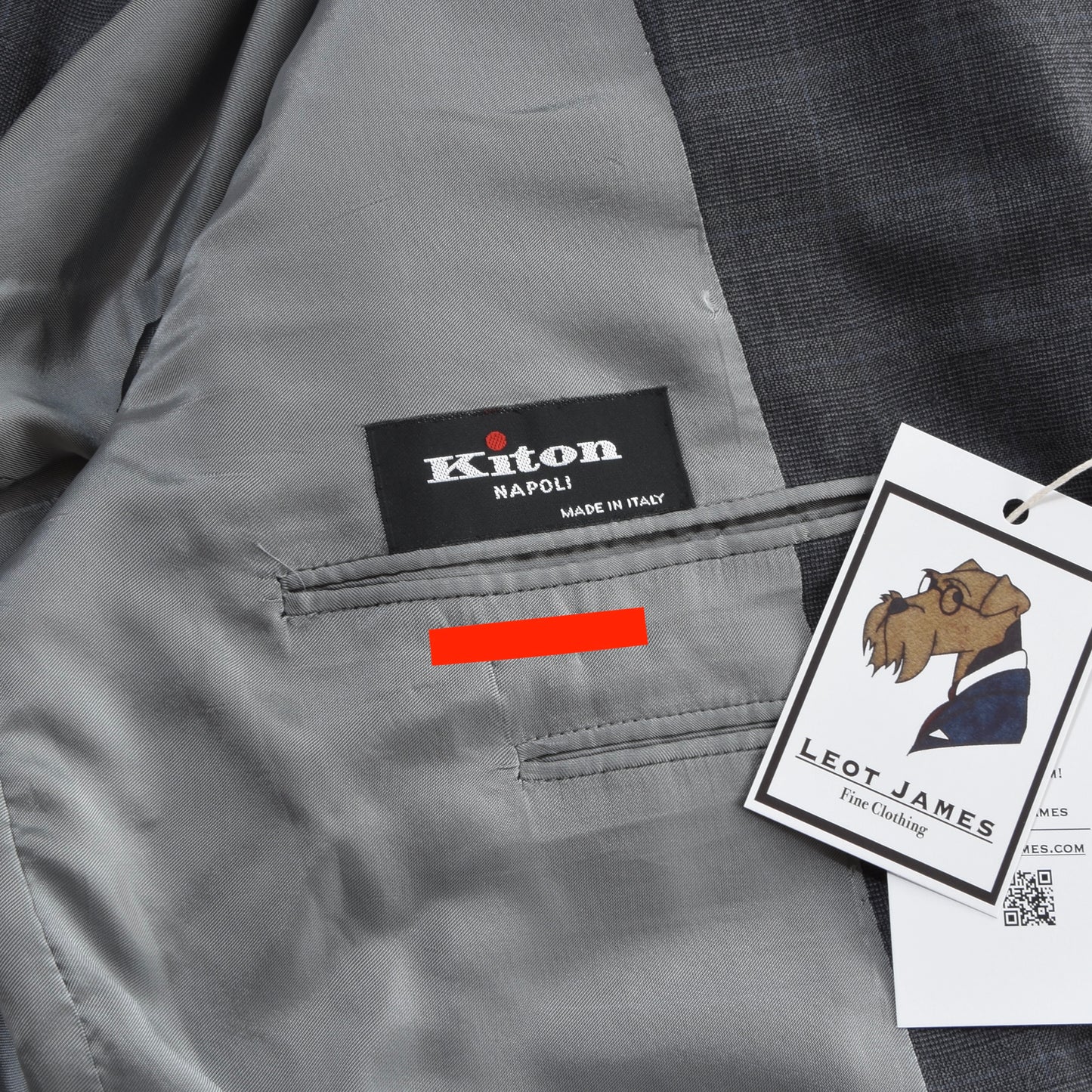 Kiton Napoli 13.2 Micron Wool Suit Size 54  ca. 57.5cm - Grey Plaid