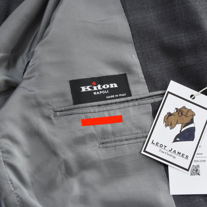 Kiton Napoli 13.2 Micron Wool Suit Size 54  ca. 57.5cm - Grey Plaid