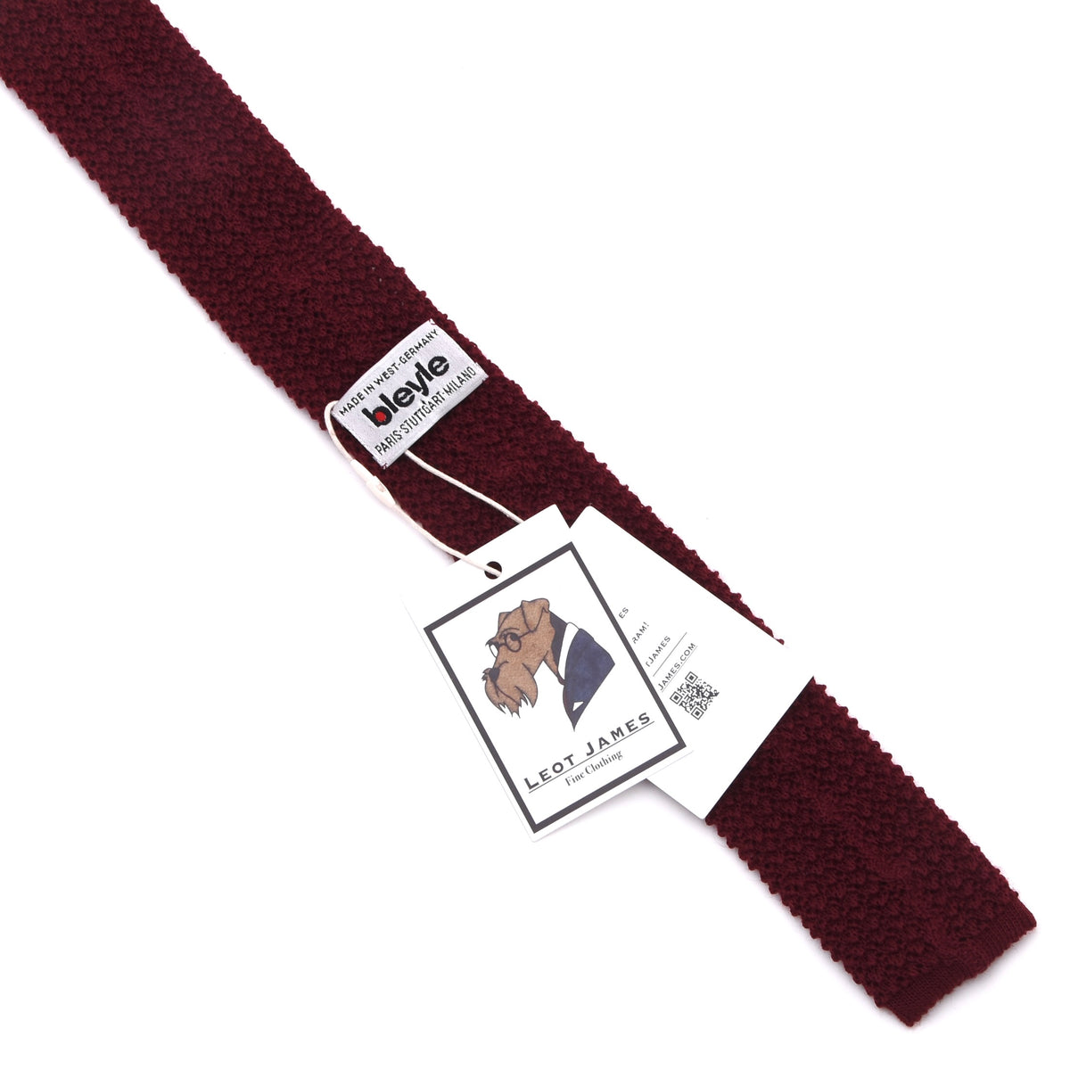 NOS Bleyle Grob Gestrickte Wollkrawatte – Bordeaux