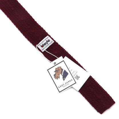 NOS Bleyle Grob Gestrickte Wollkrawatte – Bordeaux