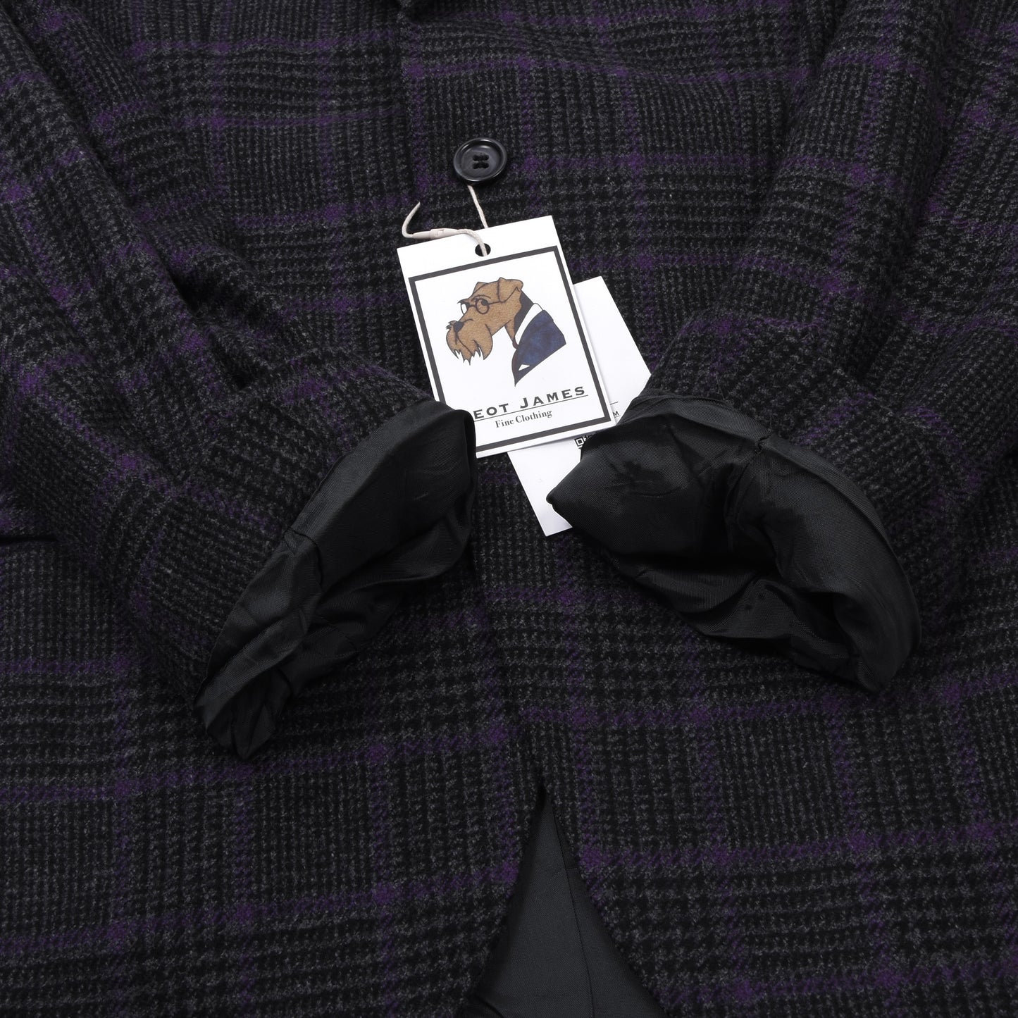 Don Gil Woll-Kaschmir Sakko Gr. 46 Brust ca. 50cm - Lila Windowpane-Muster