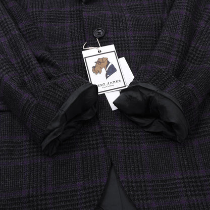 Don Gil Woll-Kaschmir Sakko Gr. 46 Brust ca. 50cm - Lila Windowpane-Muster