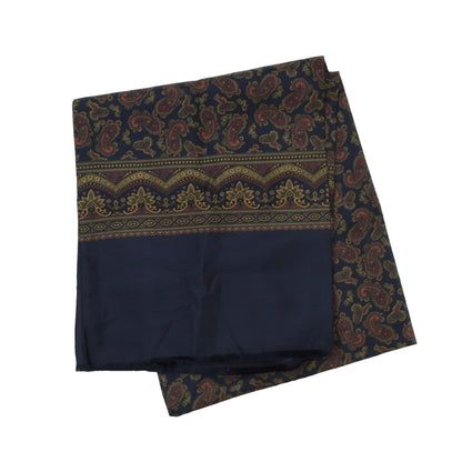 Classic 100% Silk Dress Scarf Length ca. 139cm - Navy Blue Paisley