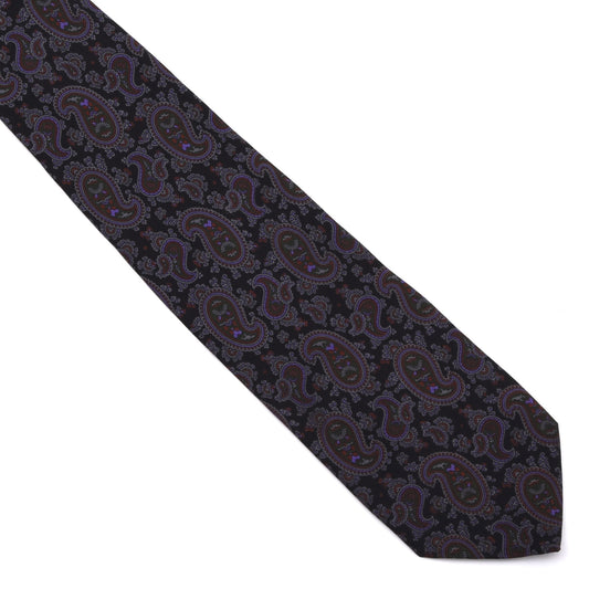 Altea Milano Ancient Madder Seide Krawatte Made in Italy – Schwarz/Lila Paisley