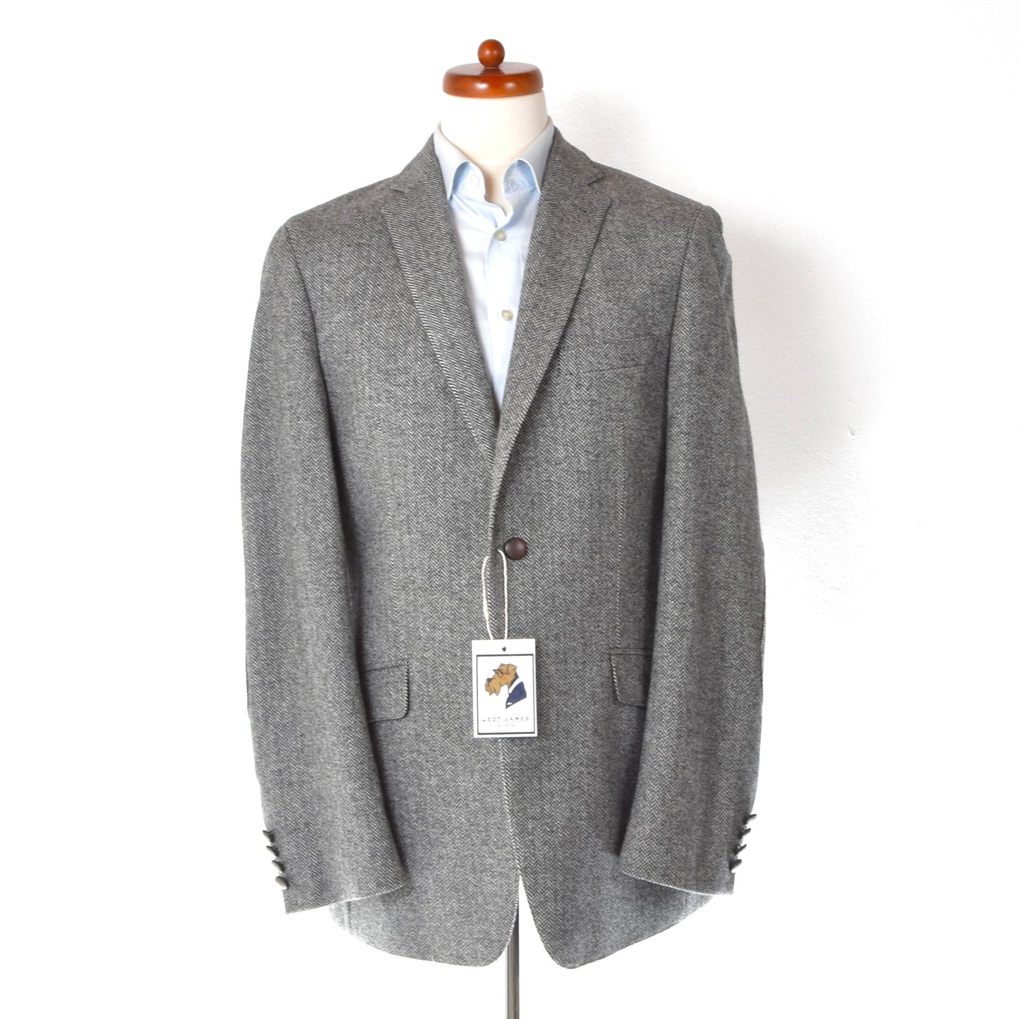 Mario Barutti Wool-Cashmere Tweed Jacket Size 98/40L ca. 54cm - Herringbone