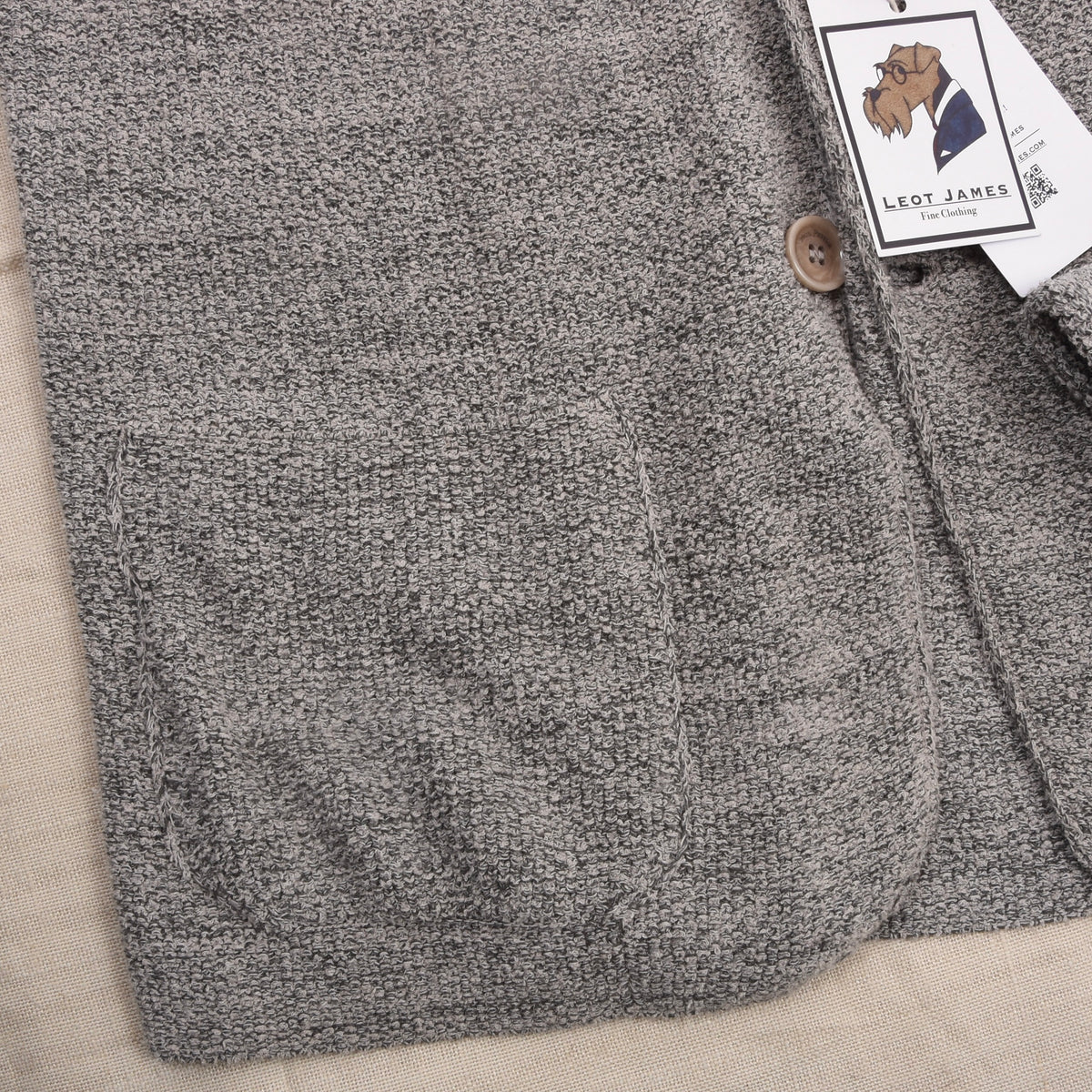Phil Petter Baumwolle-Leinen Stricksakko Gr. L Made in Austria - Grau Melange