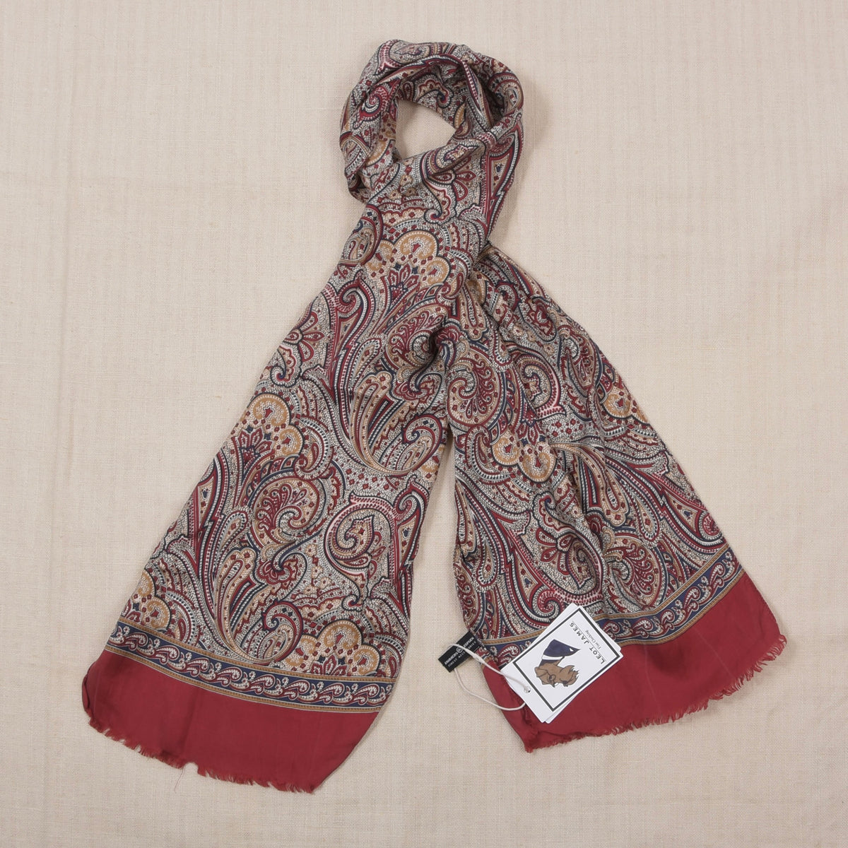 Jammers & Leufgen 100% Seide Stadtschal ca. 138 cm - Rot Paisley