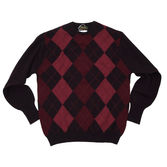 Peter Scott Wool Sweater Size UK40 - Burgundy Argyle