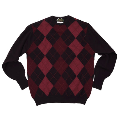 Peter Scott Wool Sweater Size UK40 - Burgundy Argyle