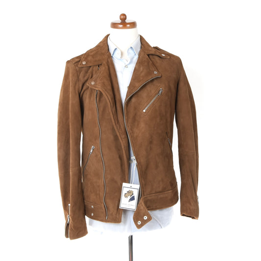 ASOS Suede Leather Moto Jacket Size XXS - Brown