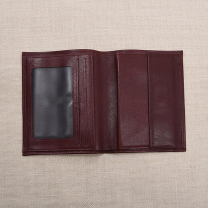 NOS Glattleder Brieftasche - Burgunderrot