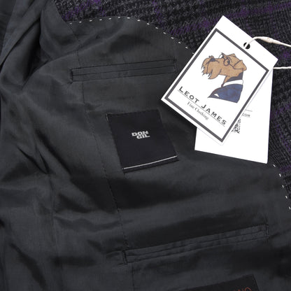 Don Gil Woll-Kaschmir Sakko Gr. 46 Brust ca. 50cm - Lila Windowpane-Muster
