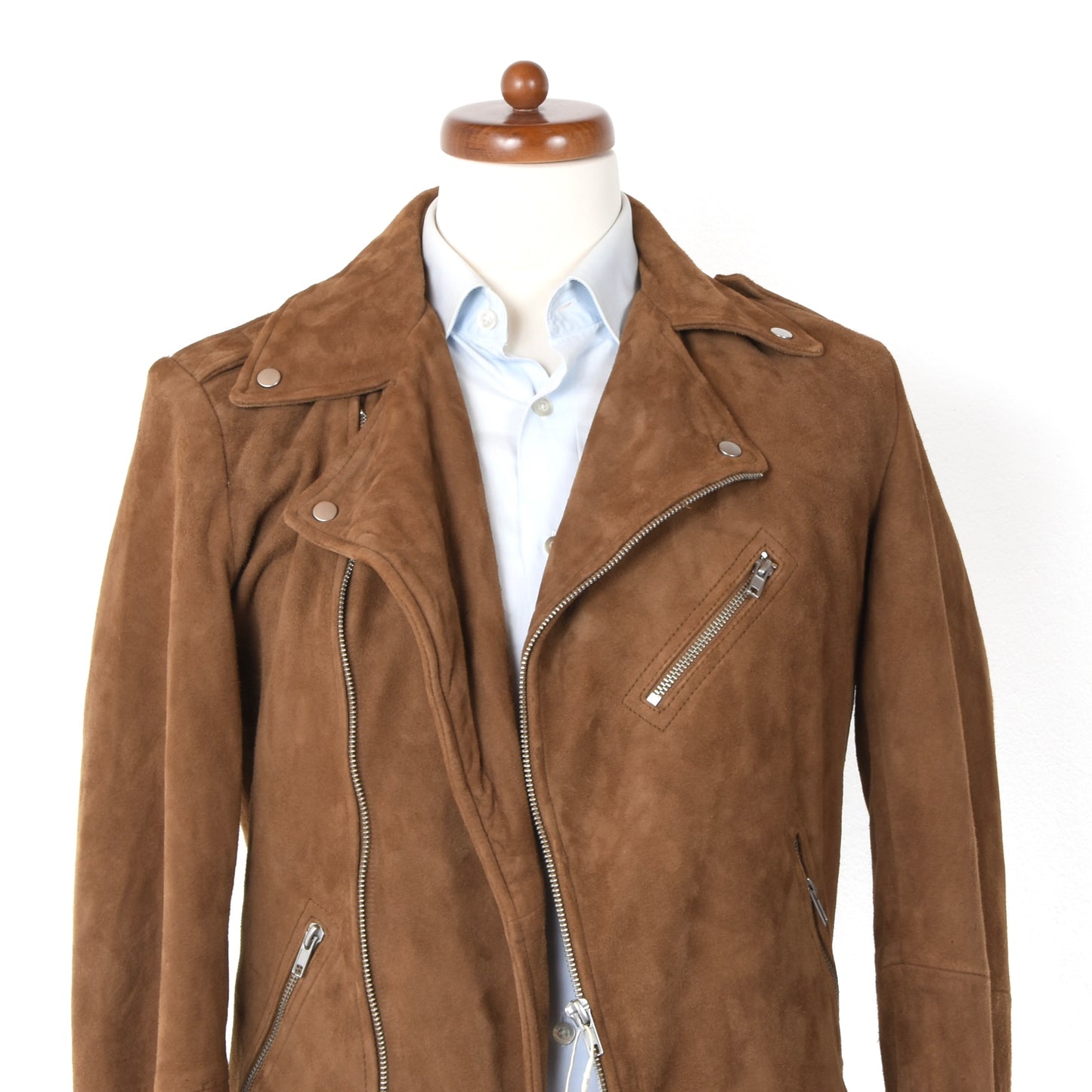 ASOS Suede Leather Moto Jacket Size XXS - Brown