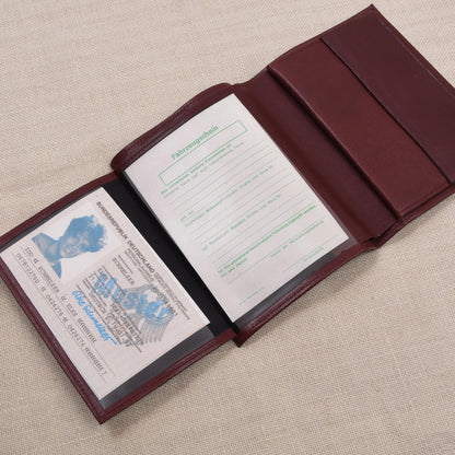 NOS Glattleder Brieftasche - Burgunderrot