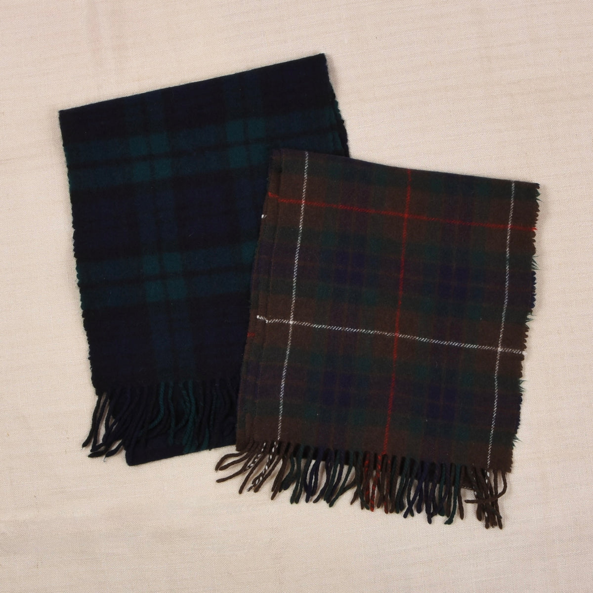 Blackwatch Tartan x2 Wool Scarves ca. 120-138cm