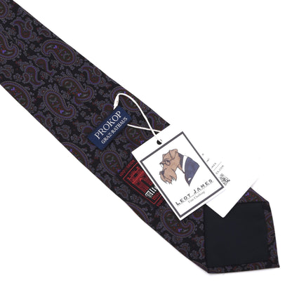 Altea Milano Ancient Madder Seide Krawatte Made in Italy – Schwarz/Lila Paisley