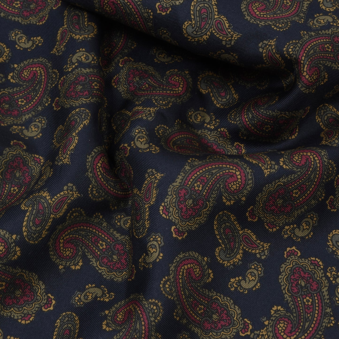 Classic 100% Silk Dress Scarf Length ca. 139cm - Navy Blue Paisley