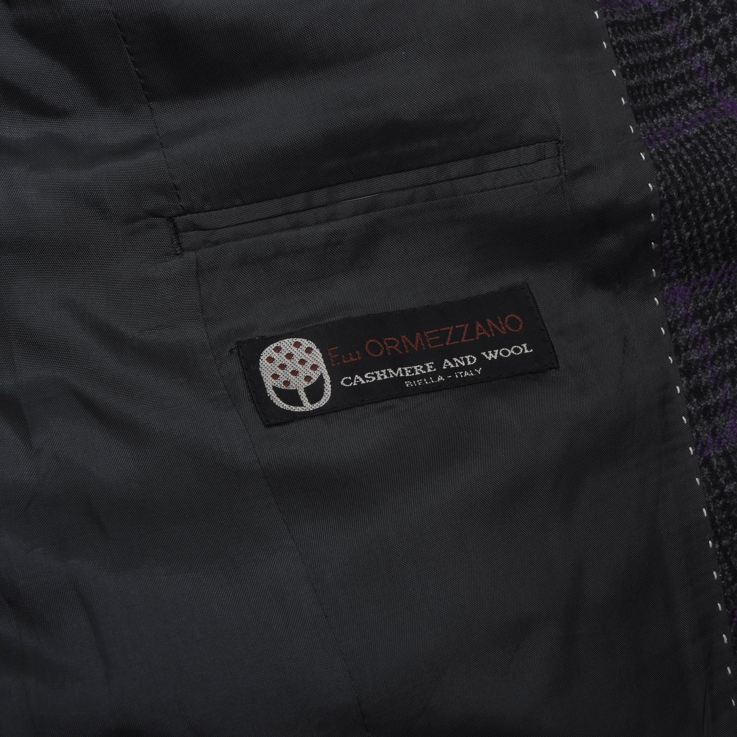 Don Gil Woll-Kaschmir Sakko Gr. 46 Brust ca. 50cm - Lila Windowpane-Muster