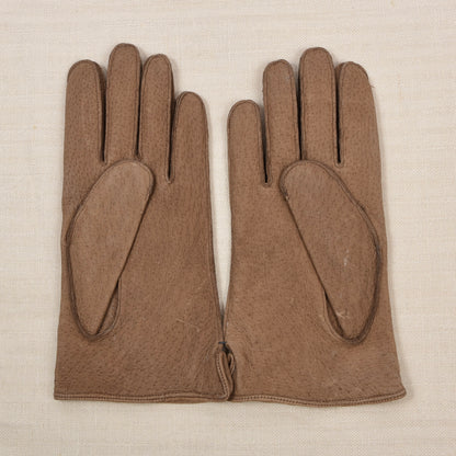 NOS Lederhandschuhe gefüttert - Braun