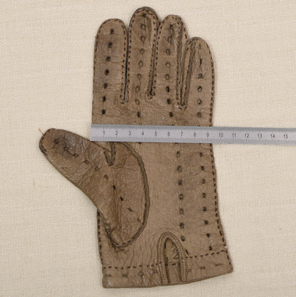 Ungefütterte Peccary-Leder Autofahrerhandschuhe im Vintage-Stil – Beige/Hellbraun