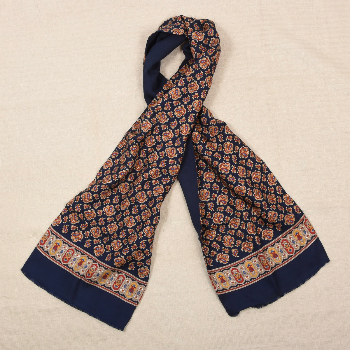 Classic 100% Seide & 100% Wolle Stadtschal ca. 156 cm - Marineblau Paisley