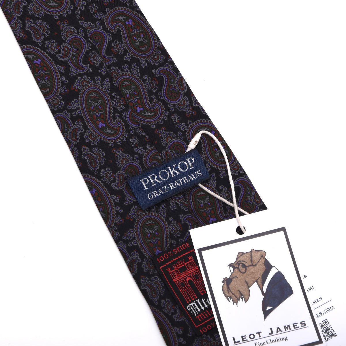 Altea Milano Ancient Madder Seide Krawatte Made in Italy – Schwarz/Lila Paisley