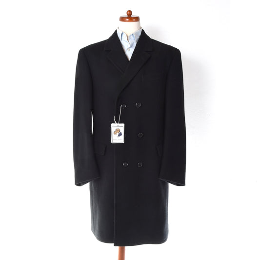 Vintage Knilli Double-Breasted Wool Overcoat Size 52 - Midnight Blue/Black