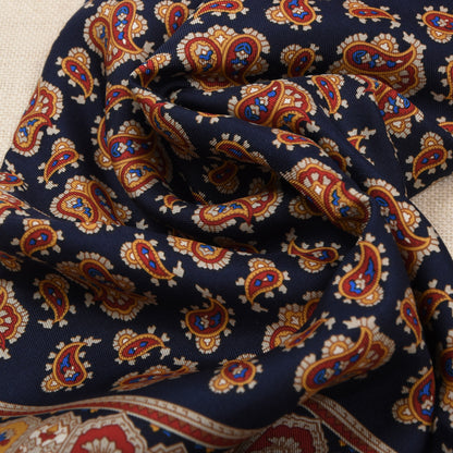 Classic 100% Seide & 100% Wolle Stadtschal ca. 156 cm - Marineblau Paisley