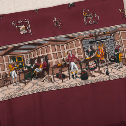 Vintage Seide Stadtschal 126cm - Burgunderrot Pub/Inn