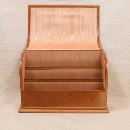 Vintage 4-teiliges Leder-Schreibset mit Wendbarer Schreibunterlage