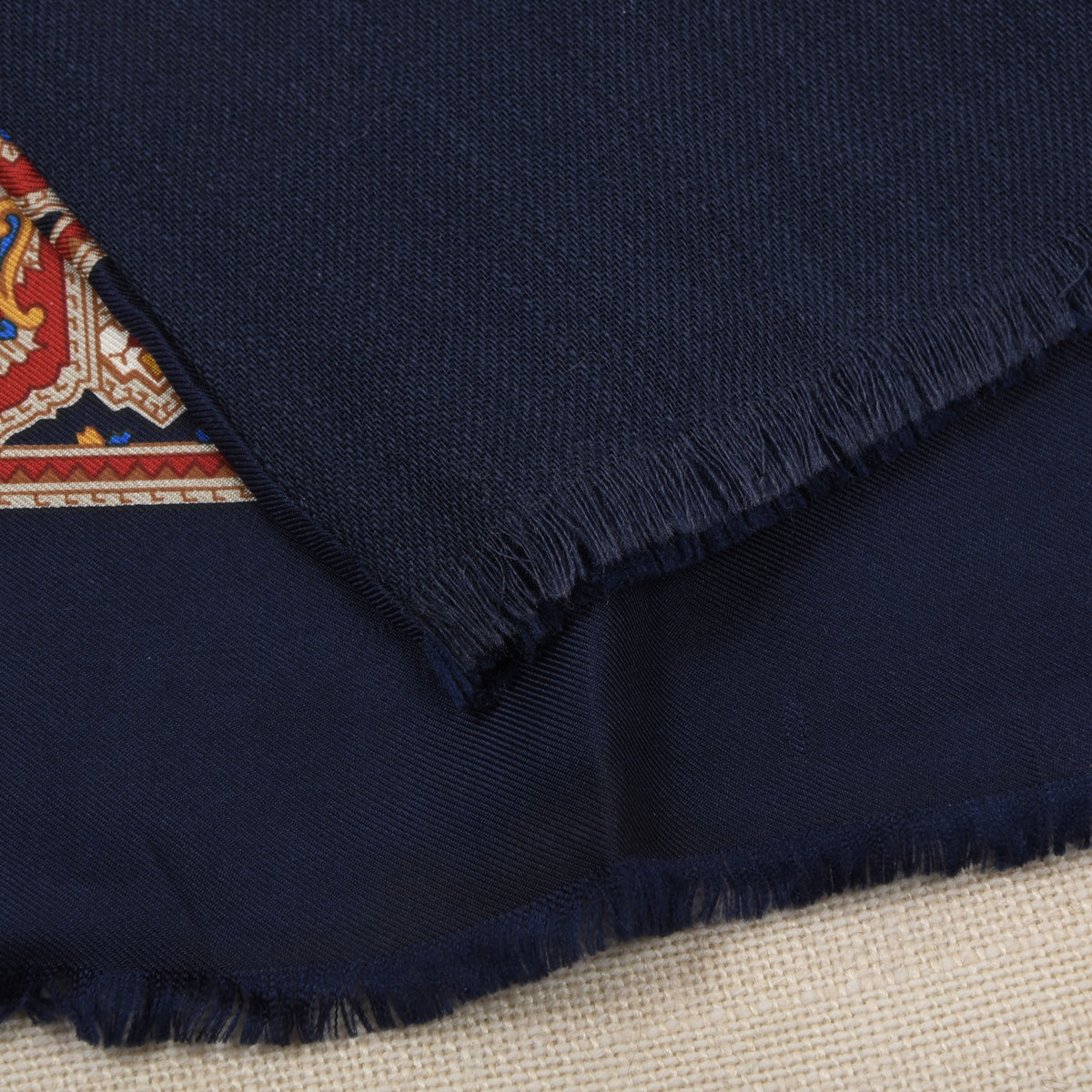 Classic 100% Seide & 100% Wolle Stadtschal ca. 156 cm - Marineblau Paisley
