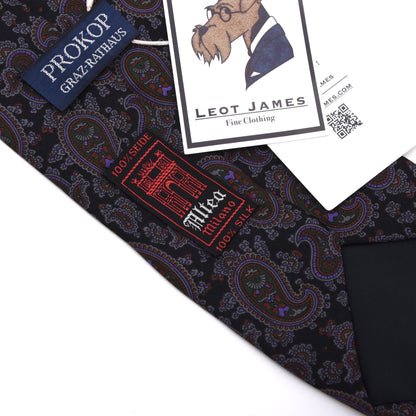 Altea Milano Ancient Madder Seide Krawatte Made in Italy – Schwarz/Lila Paisley