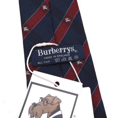Burberrys Vintage Seide Krawatte Made in England - Marineblau/Burgunderrot Prorsum Knights