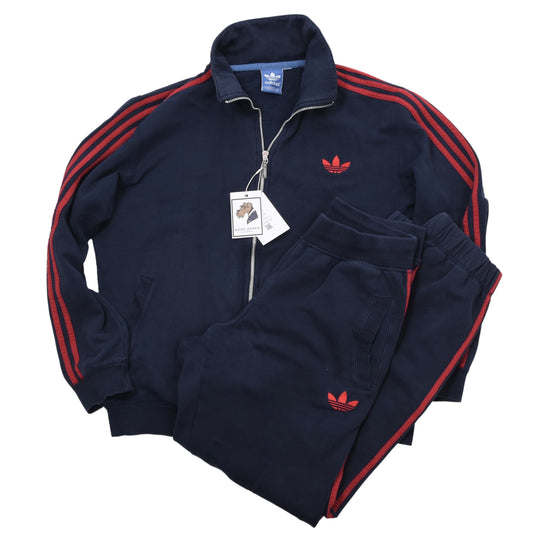 Adidas Trainingsanzug Baumwollmischung Größe M Brust ca. 63,5 cm – Marine/Rot