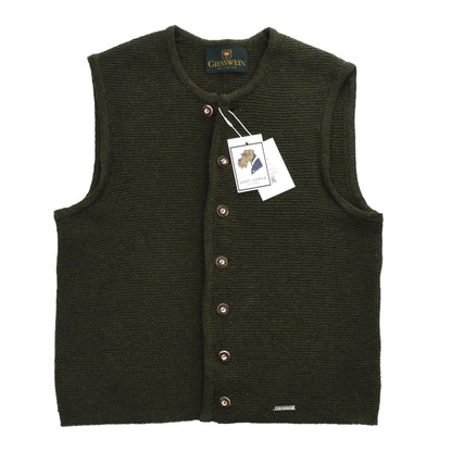 Giesswein Wool Sweater Vest/Trachtenweste Size 52 - Moss Green