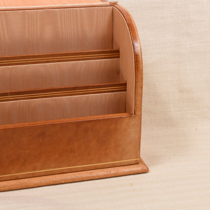 Vintage 4-teiliges Leder-Schreibset mit Wendbarer Schreibunterlage