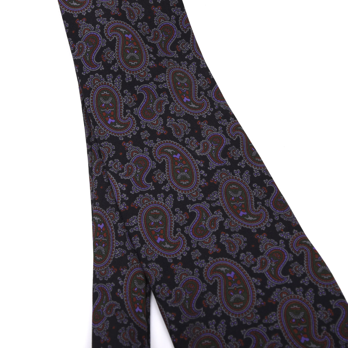 Altea Milano Ancient Madder Seide Krawatte Made in Italy – Schwarz/Lila Paisley