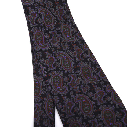 Altea Milano Ancient Madder Seide Krawatte Made in Italy – Schwarz/Lila Paisley