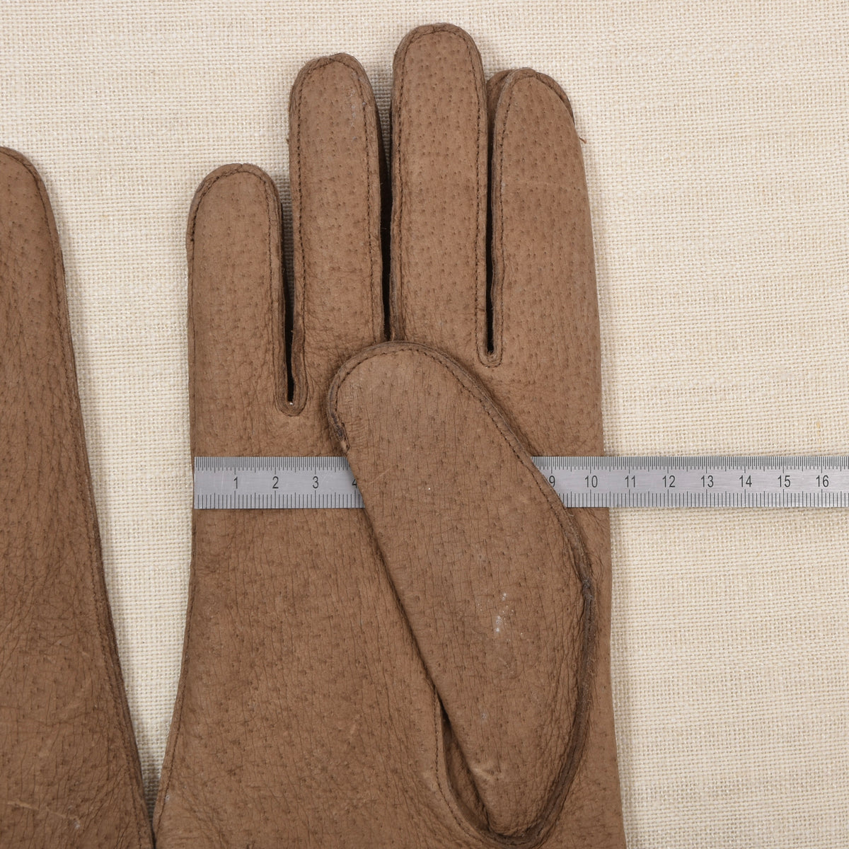 NOS Lederhandschuhe gefüttert - Braun