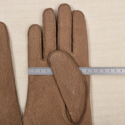 NOS Lederhandschuhe gefüttert - Braun