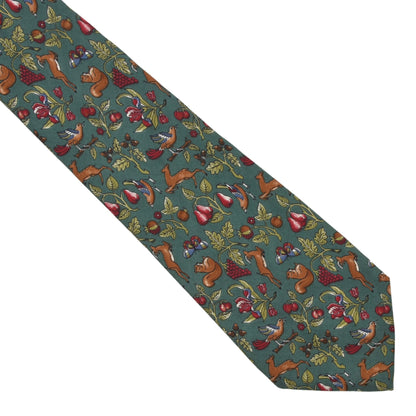 Salvatore Ferragmamo Silk Tie ca. 144cm/9cm - Green Woodland Print