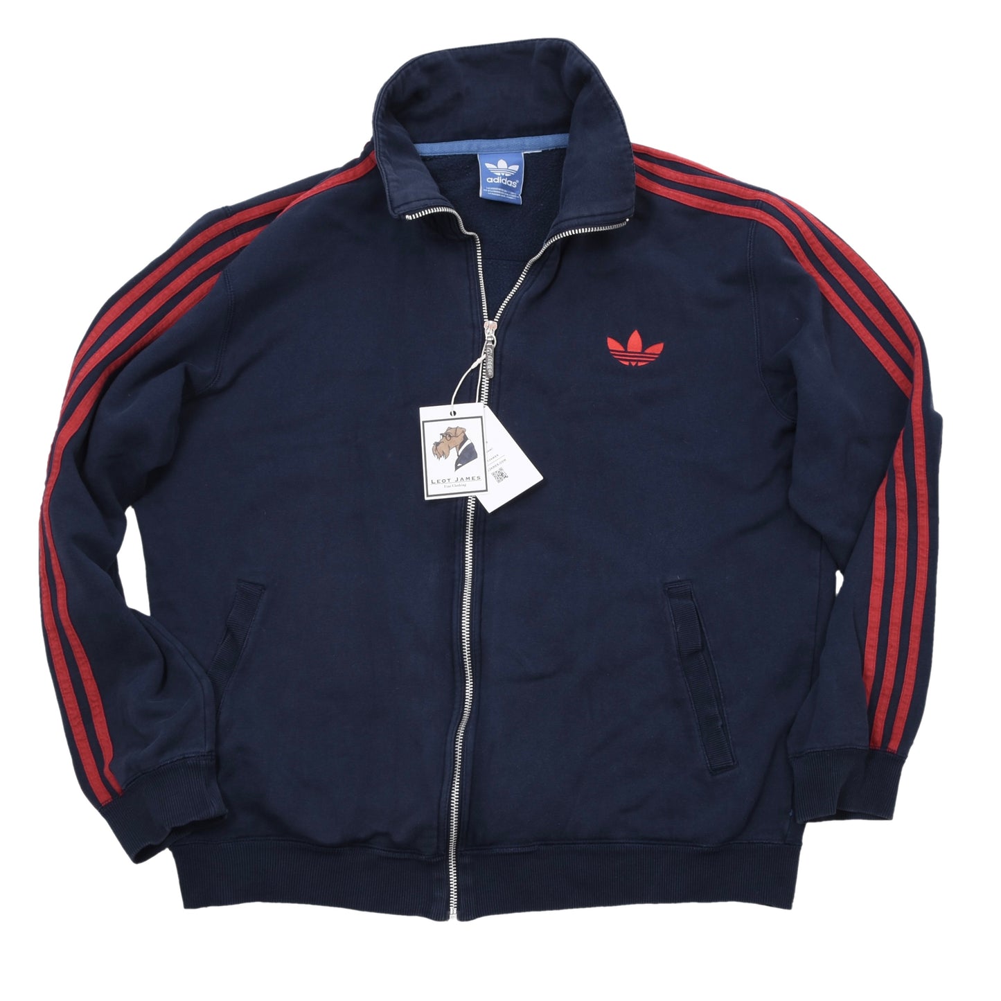 Adidas Cotton Blend Track Suit Size M Chest ca. 63.5cm - Navy/Red