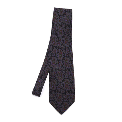 Altea Milano Ancient Madder Seide Krawatte Made in Italy – Schwarz/Lila Paisley