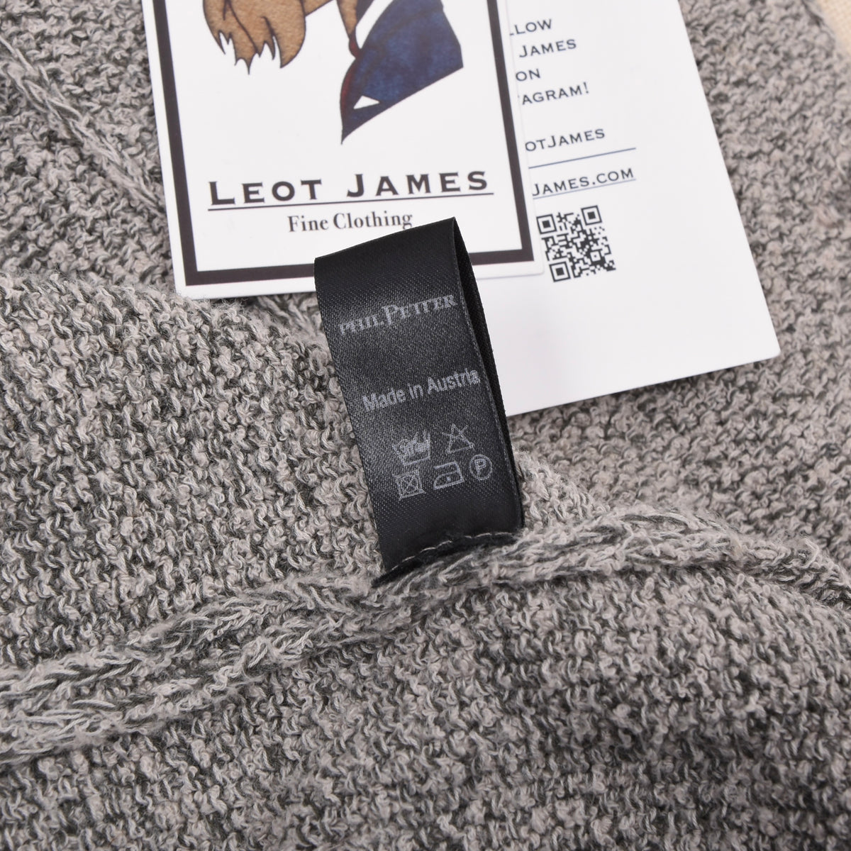 Phil Petter Baumwolle-Leinen Stricksakko Gr. L Made in Austria - Grau Melange
