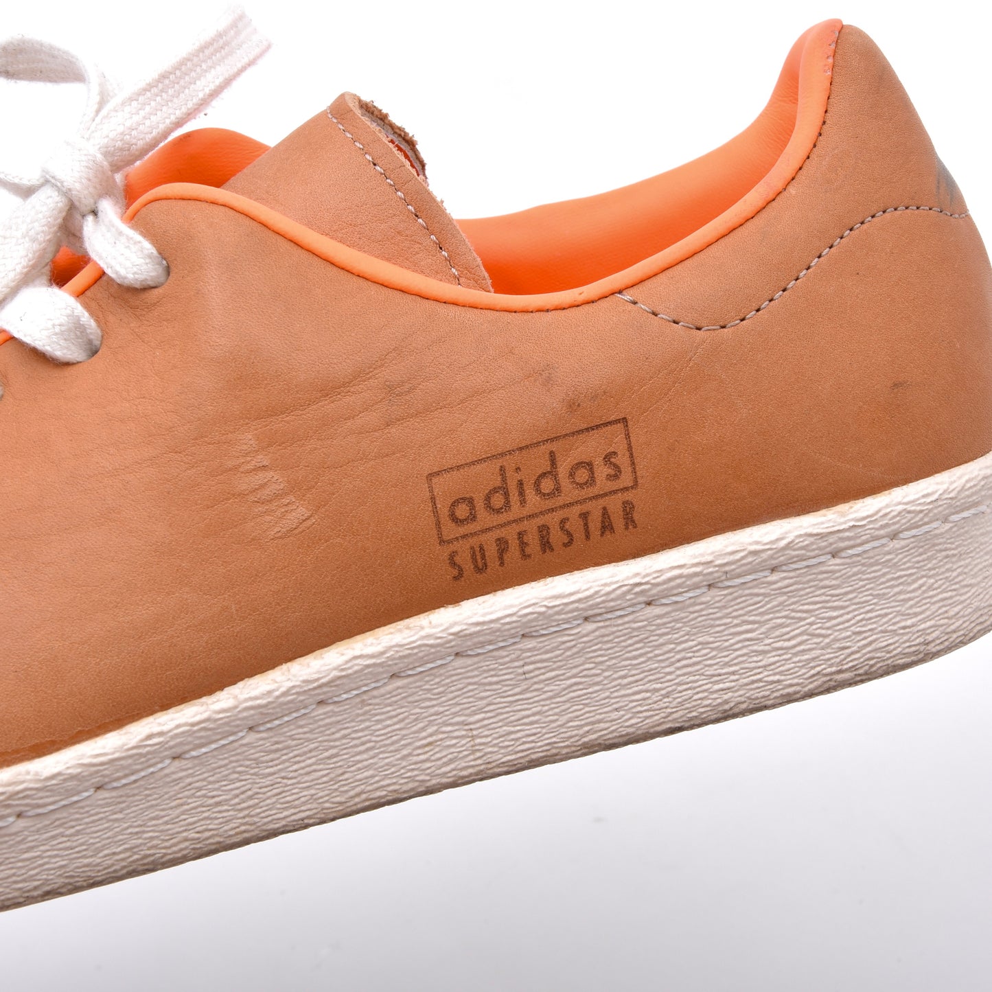 Adidas Superstar Sneakers 80s Clean Leather Größe 42 2/3 - Hellbraun/Orange